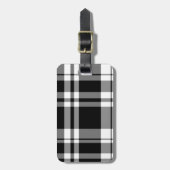 Étiquette À Bagage Plaid noir et blanc (Devant Vertical)