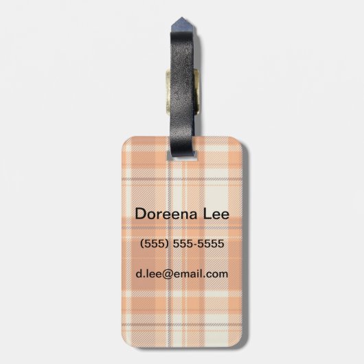Étiquette À Bagage Plaid orange (Dos Vertical)