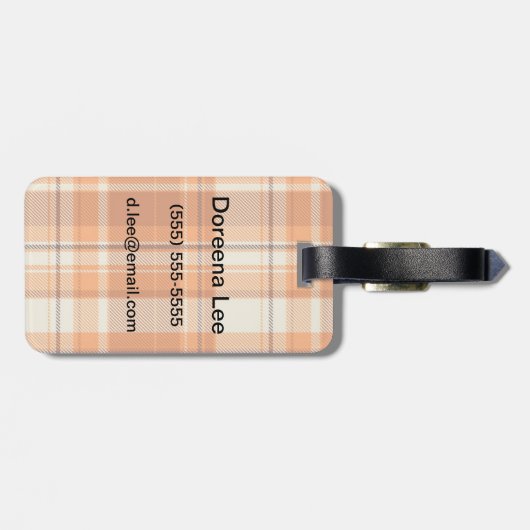 Étiquette À Bagage Plaid orange (Dos horizontal)