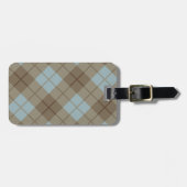 Étiquette À Bagage Plaid polarisé dans le bleu et le brun (Devant horizontal)