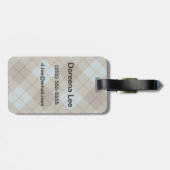 Étiquette À Bagage Plaid polarisé dans le bleu et le brun (Dos horizontal)