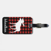 Étiquette À Bagage Plaid rustique de contrôle de Buffalo et orignaux (Dos horizontal)