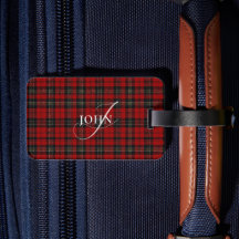 Plaid Rustique Rouge Chic Typographie Monogrammée