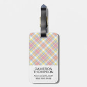 Étiquette À Bagage Plaid sur bande photo Pastel personnalisé (Dos Vertical)