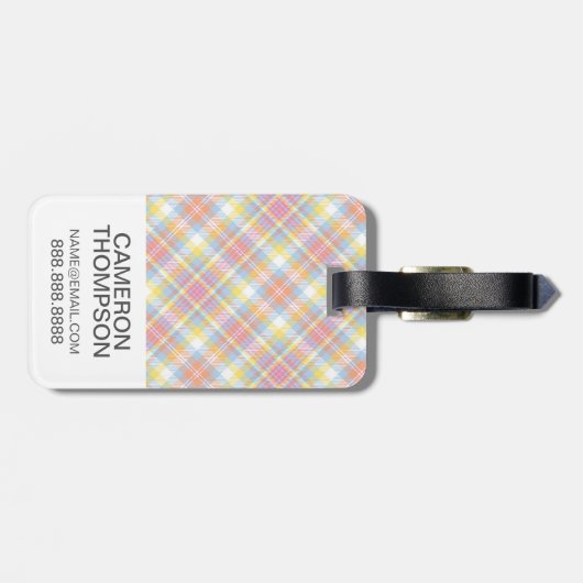 Étiquette À Bagage Plaid sur bande photo Pastel personnalisé (Dos horizontal)