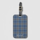 Étiquette À Bagage Plaid Thompson Clan Blue Grey Check Tartan personn (Devant Vertical)