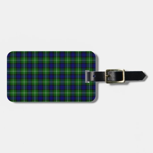 Étiquette À Bagage Plaid vert bleu Lamont tartan (Devant horizontal)