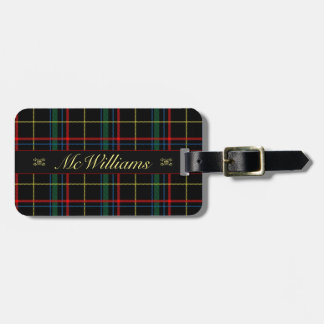 Étiquette À Bagage Plaid vert-foncé d'écossais de tartan de manuscrit