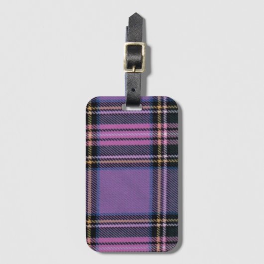 Étiquette À Bagage Plaid violet (Devant Vertical)