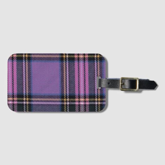 Étiquette À Bagage Plaid violet (Devant Horizontal)