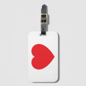 Étiquette À Bagage Plain Modern White Red Love Heart Graphic (Devant Vertical)