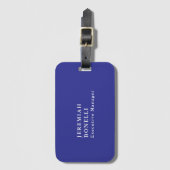 Étiquette À Bagage Plaine moderne épurée bleu profond (Devant Vertical)