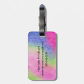 Étiquette À Bagage Plaisanterie de fil d'arc-en-ciel d'aquarelle (Dos Vertical)