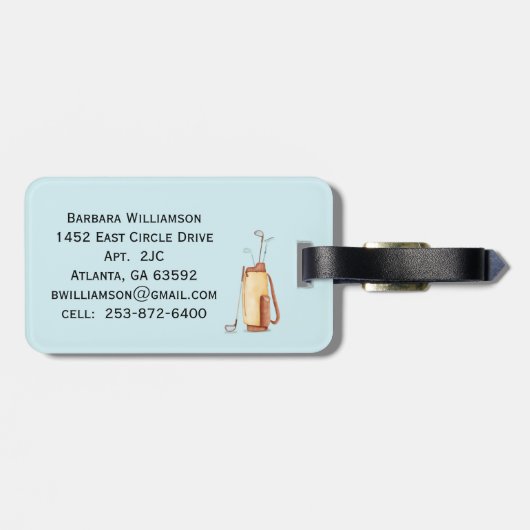 Étiquette À Bagage Plaisir Scène Glitzy Golf Player Panier (Dos horizontal)