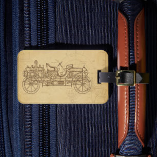 Étiquette À Bagage Plan d'automobile Steampunk inspiré de l'ancien