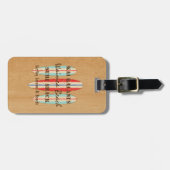 Étiquette À Bagage Planches de surf de Hawaïen de monogramme de (Devant horizontal)