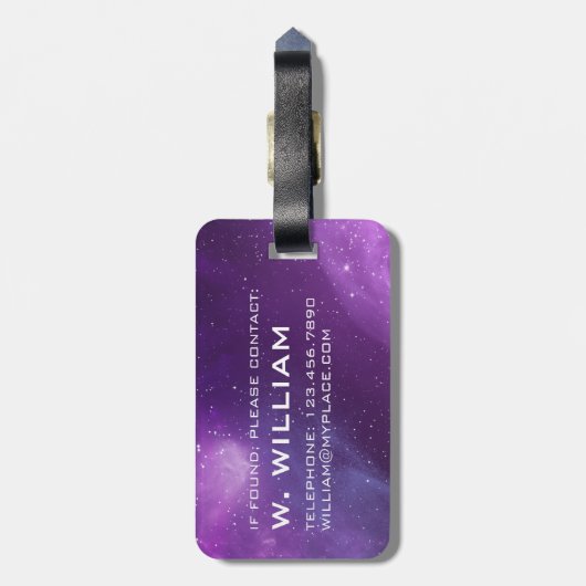 Étiquette À Bagage Planète Mercure Système Solaire Espace Violet Gala (Dos Vertical)