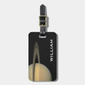 Étiquette À Bagage Planète Saturn Solaire Système Espace noir avec ét (Devant Vertical)