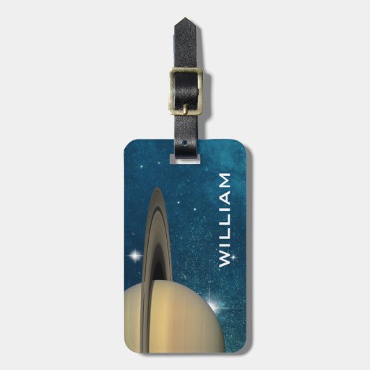 Étiquette À Bagage Planète Saturn Solaire Système Espace Violet Galax (Devant Vertical)