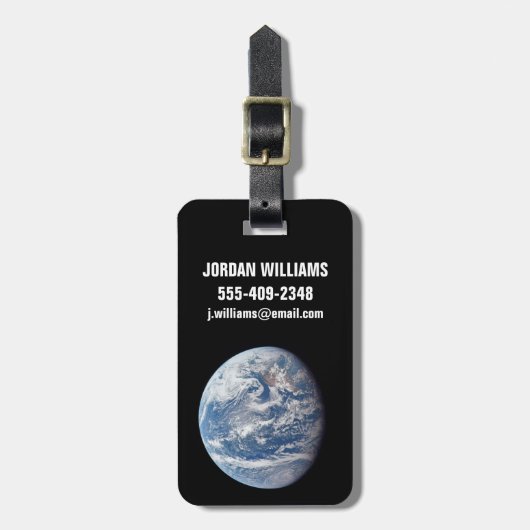 Étiquette À Bagage Planète Terre Prise Par L'Équipage Apollo 11. (Devant Vertical)