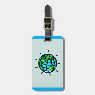 Étiquette À Bagage Planète TERRE - Voyage dans le monde - Bleu