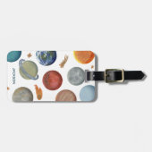 Étiquette À Bagage Planètes peintes et nom (Devant horizontal)