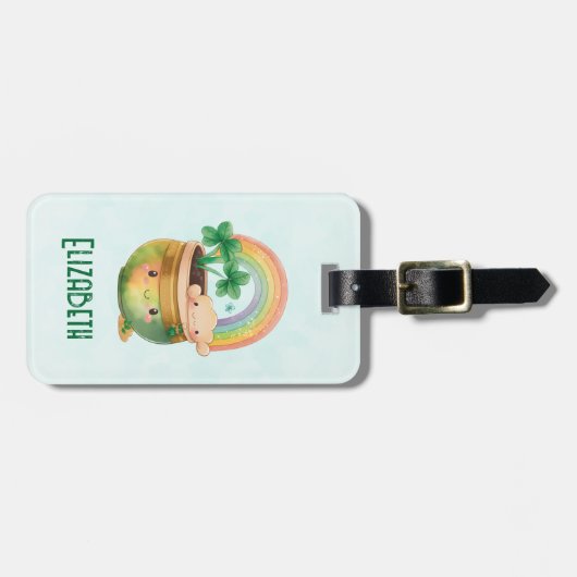 Étiquette À Bagage Planeur Whimsical avec arc-en-ciel et fermeture (Devant horizontal)