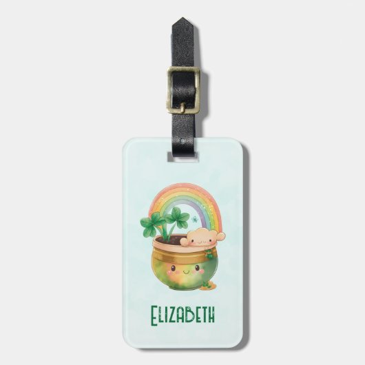 Étiquette À Bagage Planeur Whimsical avec arc-en-ciel et fermeture (Devant Vertical)