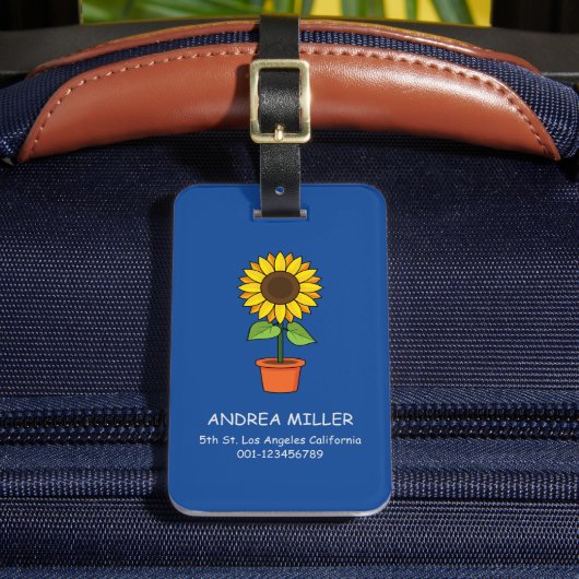 Étiquette À Bagage Plante de tournesol dans un pot Personnaliser (Insitu Rectoal 2)