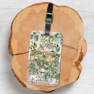 Étiquette À Bagage Plantes tropicales à l'aquarelle