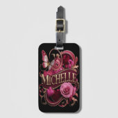 Étiquette À Bagage Plaque de nom floral Michelle (Devant Vertical)