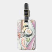 Étiquette À Bagage Plaque de sushi assorté avec baguettes (Devant Vertical)