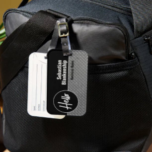 Étiquette À Bagage Plaque Professionnelle Bonjour en faux diamant
