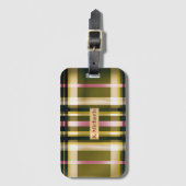Étiquette À Bagage Plat Luxe Personnalisé Olive Vert, Or & Rose (Devant Vertical)