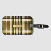 Étiquette À Bagage Plat Luxe Personnalisé Olive Vert, Or & Rose (Devant Horizontal)