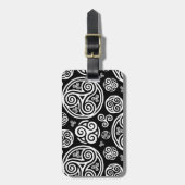 Étiquette À Bagage Plateau céleste blanc sur fond noir (Devant Vertical)