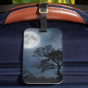 Étiquette À Bagage Pleine lune dans un ciel étoilé