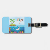 Étiquette À Bagage Plongée Dans L'Océan Aimable Requin Coral Reef (Devant horizontal)