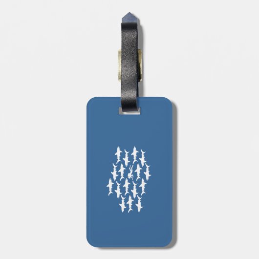 Étiquette À Bagage Plongée plongée nage avec une école de requins (Dos Vertical)