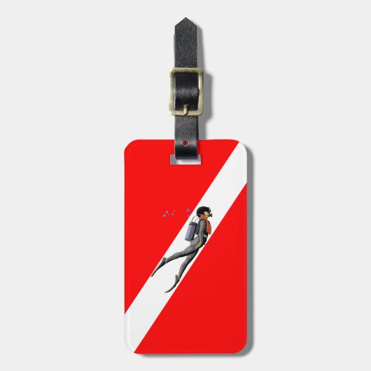 Étiquette À Bagage Plongeur et drapeau de piqué (Devant Vertical)