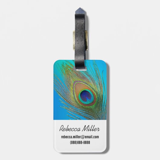 Étiquette À Bagage Plume de la queue de paon (Dos Vertical)