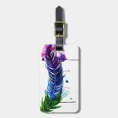Étiquette À Bagage Plume peinte par aquarelle (Devant Vertical)