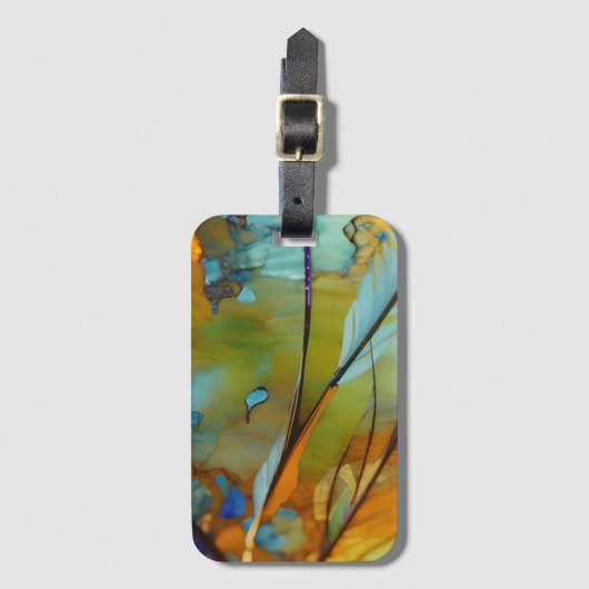 Étiquette À Bagage Plumes Abstrait AI Art (Devant Vertical)