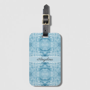 Étiquette À Bagage Plumes bleues et blanches, personnalisables