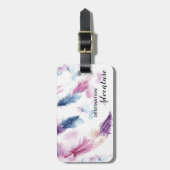 Étiquette À Bagage Plumes d'aquarelle (Devant Vertical)