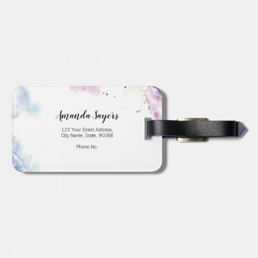 Étiquette À Bagage Plumes d'aquarelle (Dos horizontal)