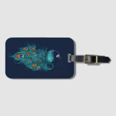 Étiquette À Bagage Plumes de paon Peacocks Turquoises (Devant Horizontal)