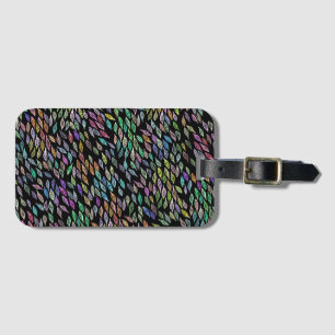 Étiquette À Bagage Plumes Feuilles colorées Motif d'aquarelle