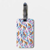 Étiquette À Bagage Plumes multicolores (Dos Vertical)
