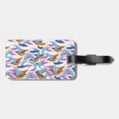 Étiquette À Bagage Plumes multicolores (Dos horizontal)
